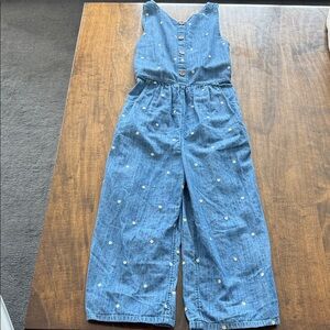 Boden Blue Denim Romper soft and light with daisy accent. Perfect Condition!